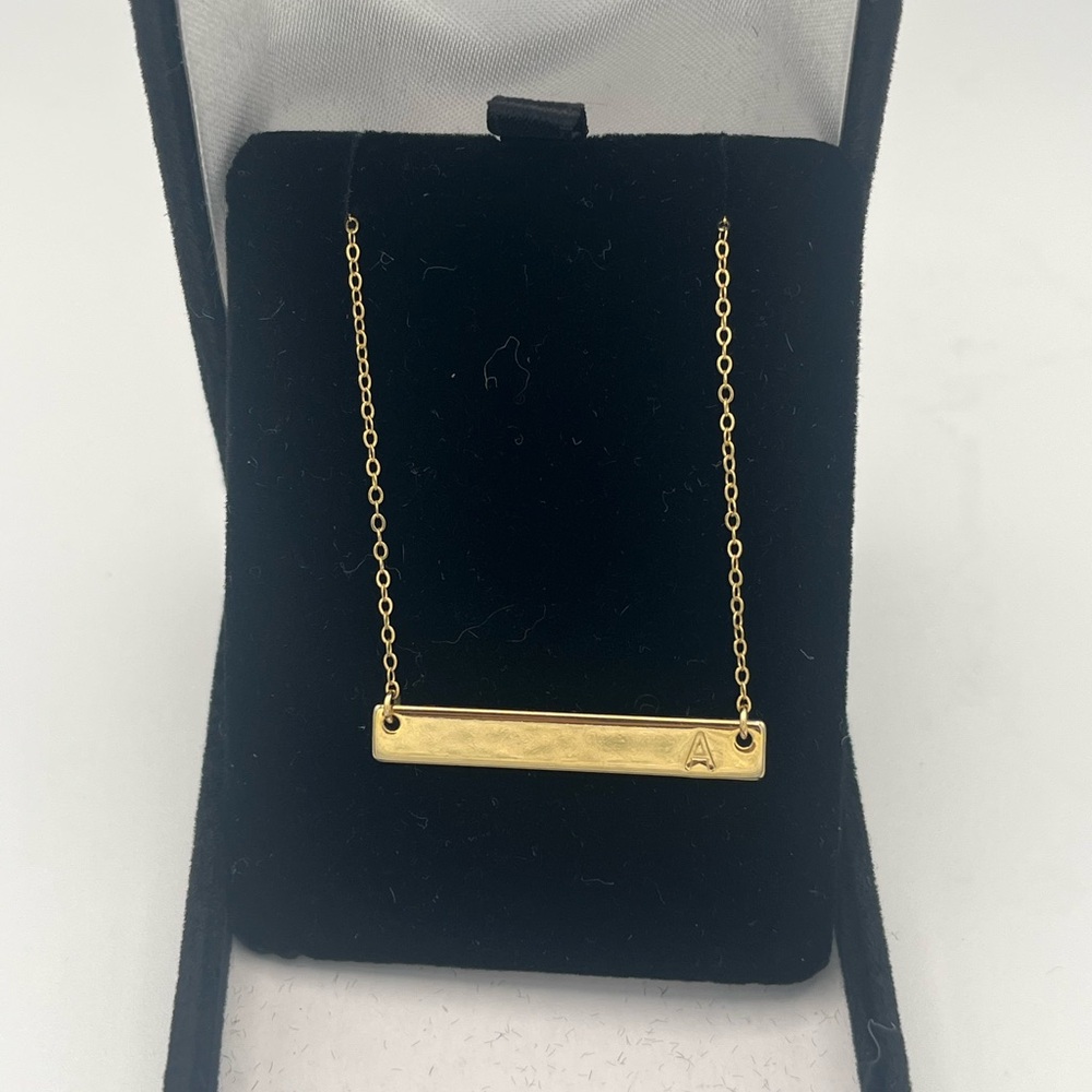 Gold Bar Initial 'A' Necklace - Elegant Women's Pendant